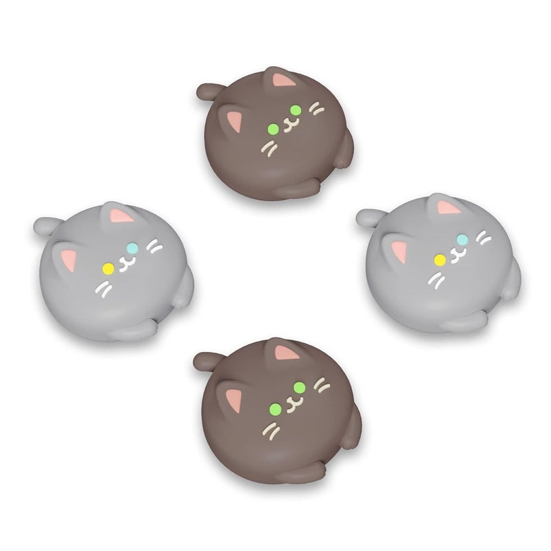 playvital Joystick Caps for Nintendo Switch, Thumbstick Grips for Switch Lite, Analog Cover for OLED Joycon Thumb Grip Caps - Cutie Kitty Fleeting Gray & Dark Brown - Image 1